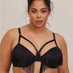 Torrid Black Fringe Strappy Bra